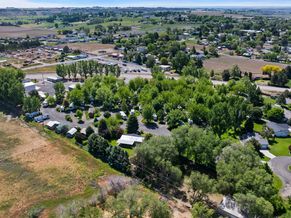 Aerial view of the park from the rear, looking toward the highway