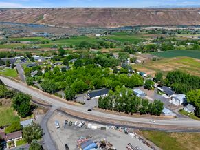 Aerial view of the park with the Snake River canyon behind it