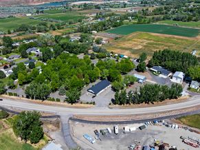 Aerial view of the park from the front, along Highway 30